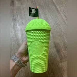 Starbucks 30 year anniversary grande Frappuccino studded neon tumbler NWT